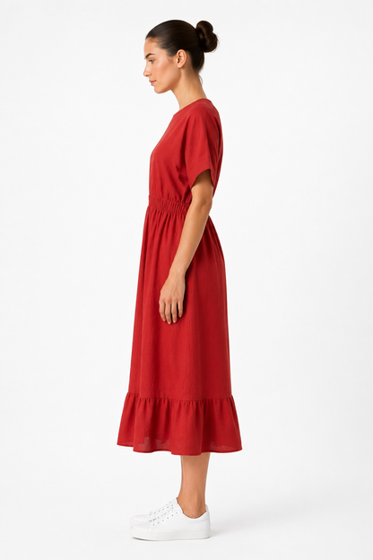 Lässiges Maxikleid mit elastischer Taille
