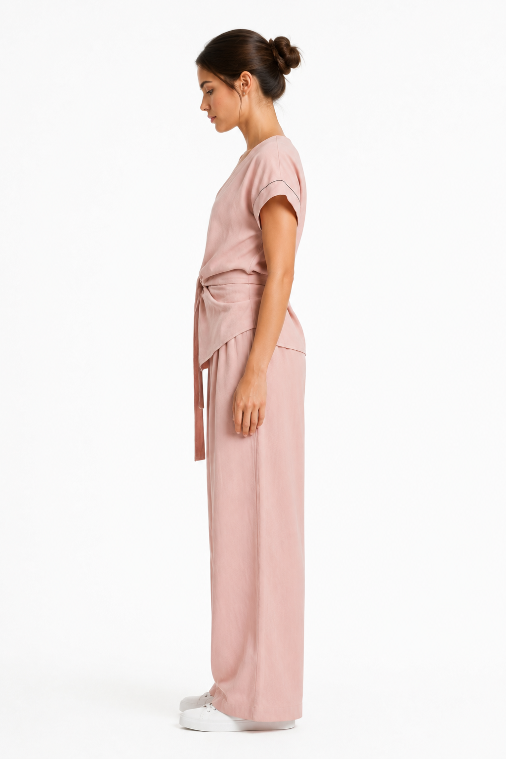 Damen Sommer-Zweiteiler – V-Ausschnitt & Weite Hose