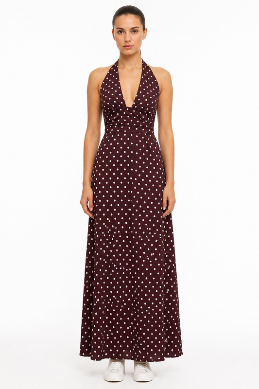 Elegantes Maxi-Kleid mit Polka-Dot-Muster