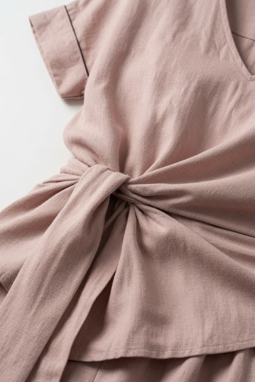 Damen Sommer-Zweiteiler – V-Ausschnitt & Weite Hose
